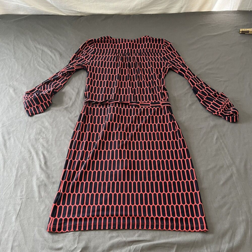 Michael Kors Coral Rose Red Blue Dress Gold Chain Accent - Picture 9 of 9